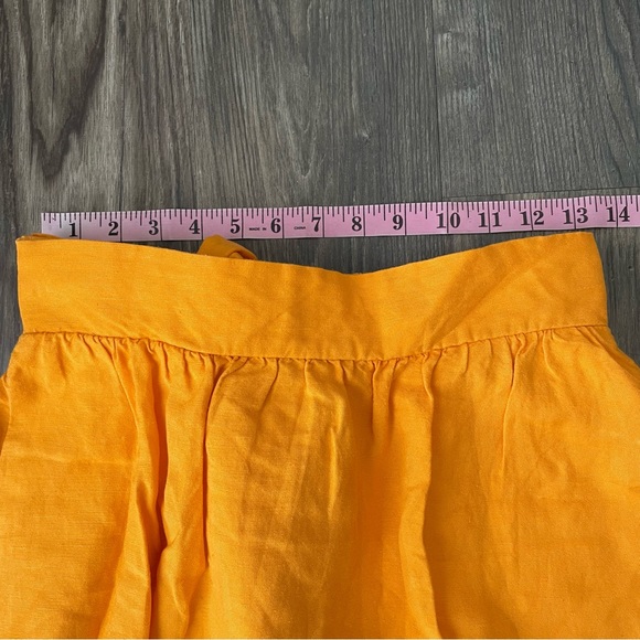 Ann Taylor Orange Linen A-Line Linen Blend Knee Length Skirt with Pockets - Picture 14 of 15